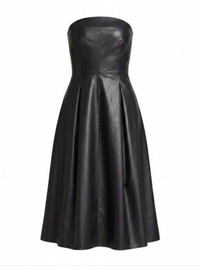 Leith Black Faux Vegan Leather Strapless Dress Size 4